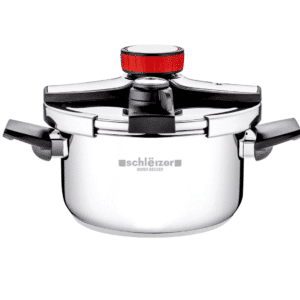 Schleizer Olla a Presión Super Rápida 8 litros, Válvulas de seguridad, valido para todo tipo de cocina, Full inducción acero 18/10