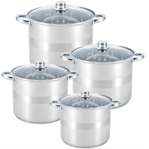 Juego de 4 Ollas Alta de Acero Inoxidable 6L/8L/10L /12L