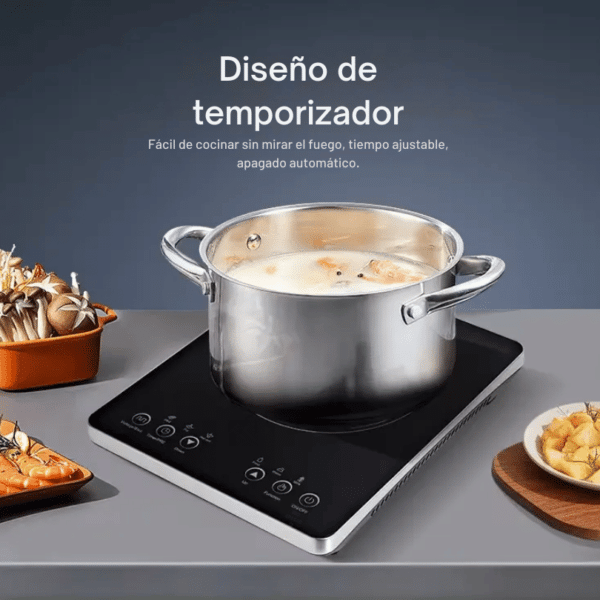 Placa de Inducción Portátil Royal Swiss – 2000W, Control Táctil, Función de Bloqueo y Protección Contra Sobrecalentamiento, Dimensiones 28cm anchox35cm largo