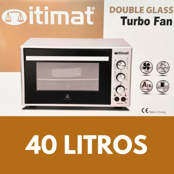 Horno Eléctrico Itimat 40Litros 50 litros 60 litros de Acero Inoxidable con Turbo Fan y Doble Cristal – Potente, Compacto y Energéticamente Eficiente para Cocinas Pequeñas