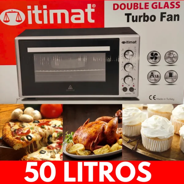 Horno Eléctrico Itimat 40Litros 50 litros 60 litros de Acero Inoxidable con Turbo Fan y Doble Cristal – Potente, Compacto y Energéticamente Eficiente para Cocinas Pequeñas