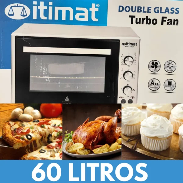 Horno Eléctrico Itimat 40Litros 50 litros 60 litros de Acero Inoxidable con Turbo Fan y Doble Cristal – Potente, Compacto y Energéticamente Eficiente para Cocinas Pequeñas