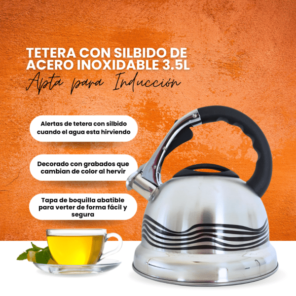 Tetera con Silbido de Acero Inoxidable 3.5L - Apta para Inducción