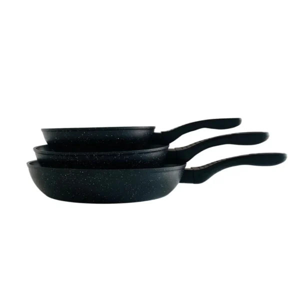 Set de 3 Sartenes 20/24/28cm Revestimiento antiadherente a la piedra Shiro - Apto para todo tipo de cocinas - Durabilidad y Fácil Mantenimiento