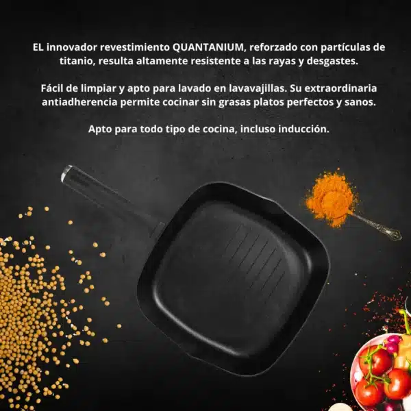 Set de cocina Guzzini Cooking: Asadora grill 28x28 cm, Crepera 26 cm y Paellera 36 cm - Revestimiento Quantanium con Titanio, Apto para Todo Tipo de Cocinas Incluida Inducción