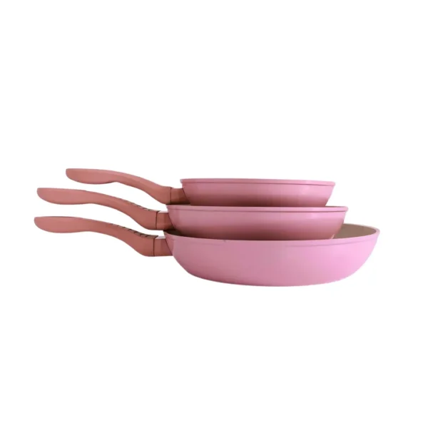 Set de 3 Sartenes 20/24/28cm Revestimiento antiadherente a la piedra Shiro - Apto para todo tipo de cocinas - Durabilidad y Fácil Mantenimiento