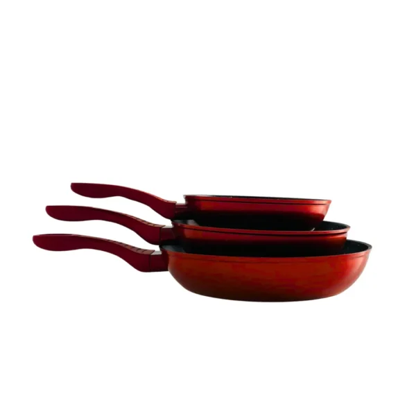 Set de 3 Sartenes 20/24/28cm Revestimiento antiadherente a la piedra Shiro - Apto para todo tipo de cocinas - Durabilidad y Fácil Mantenimiento