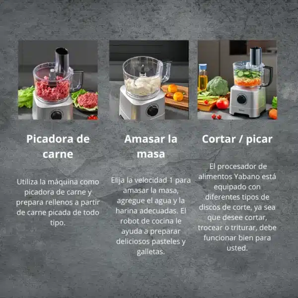 Procesador de Alimentos, 6 en 1 Multifunción 700W, 1.4L, 2 velocidades