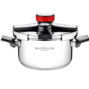 Schleizer Olla a Presión Super Rápida 6 litros, Válvulas de seguridad, valido para todo tipo de cocina, Full inducción acero 18/10