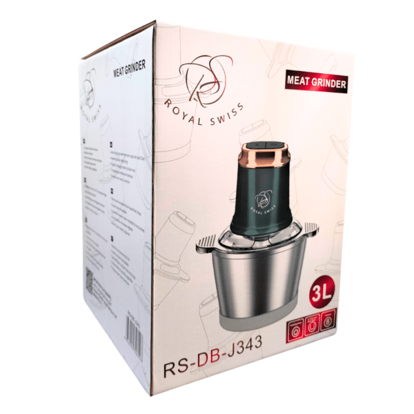 Picadora de Carne y Verduras Royal Swiss 3L de Acero Inoxidable – 400W, 2 Velocidades Ajustables, Uso Doméstico