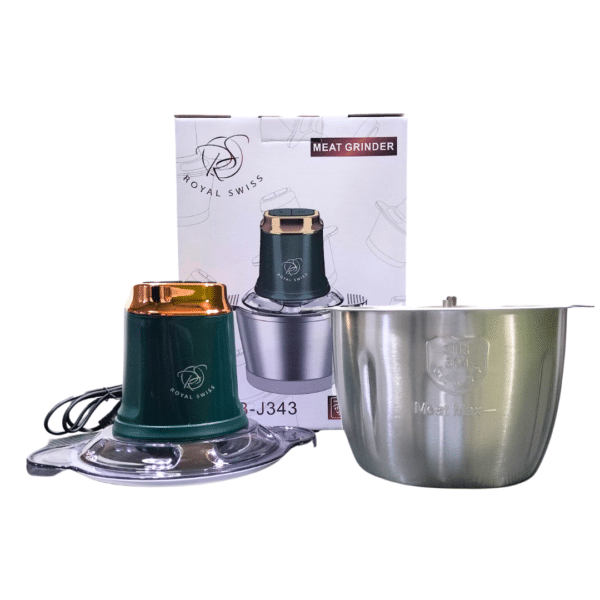 Picadora de Carne y Verduras Royal Swiss 3L de Acero Inoxidable – 400W, 2 Velocidades Ajustables, Uso Doméstico