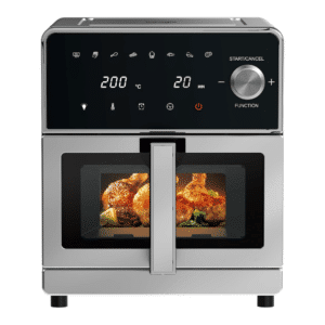 Freidora de Aire XXL 10L – 1800W Air Fryer con Doble Resistencia Arriba y abajo | Freidora sin Aceite con Ventana, 8 en 1, Diseño metálico de 360°, Pantalla Táctil.